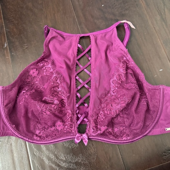 NWOT La Vie en Rose Lace Detail Purple Bralette Balconette 36D - Picture 2 of 5